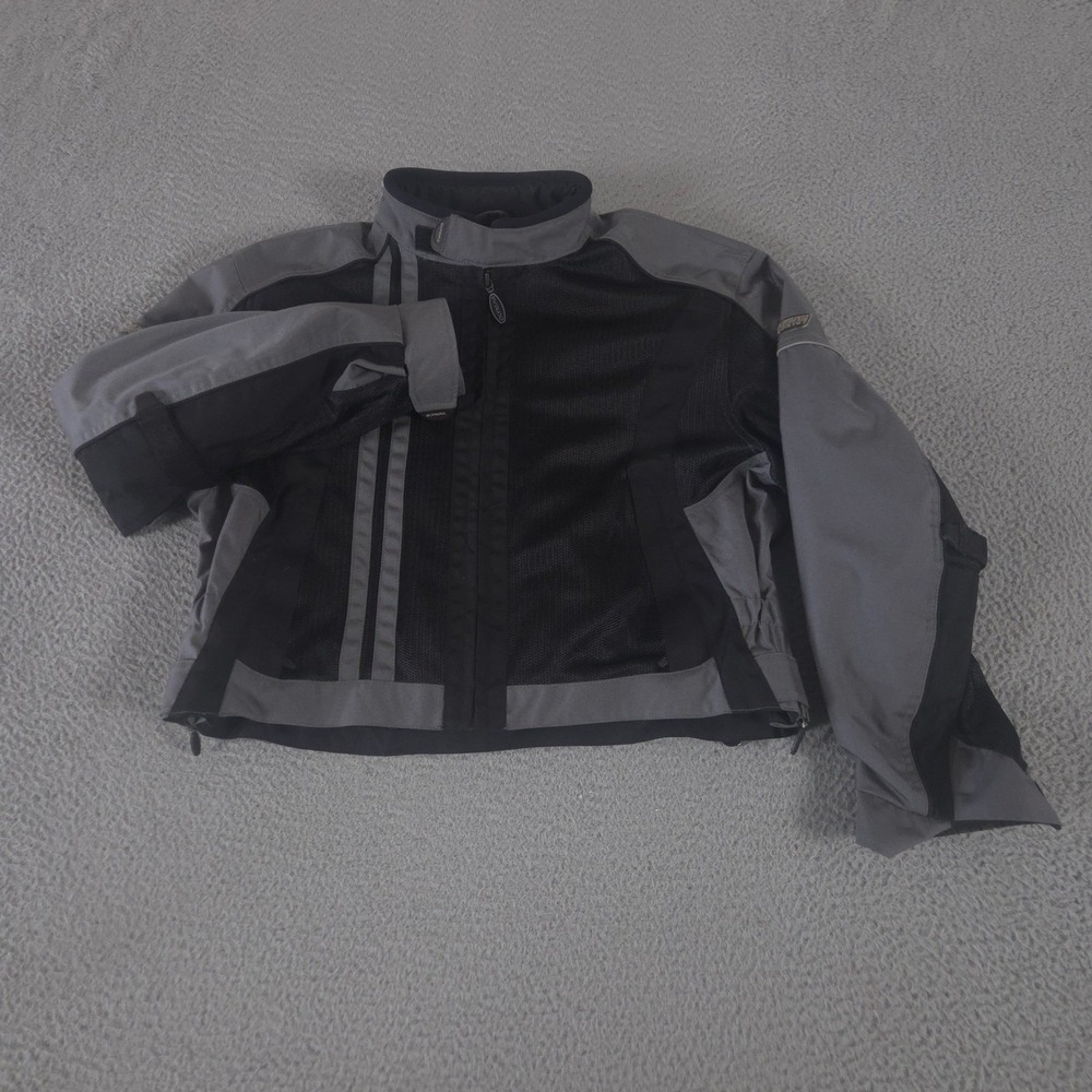 Olympia Moto Sports Jacket Mens XL Gray Black Mesh Padded 3M Reflective Riding